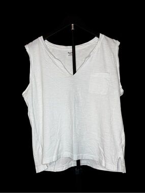 Madewell White V-Neck Pocket Tank